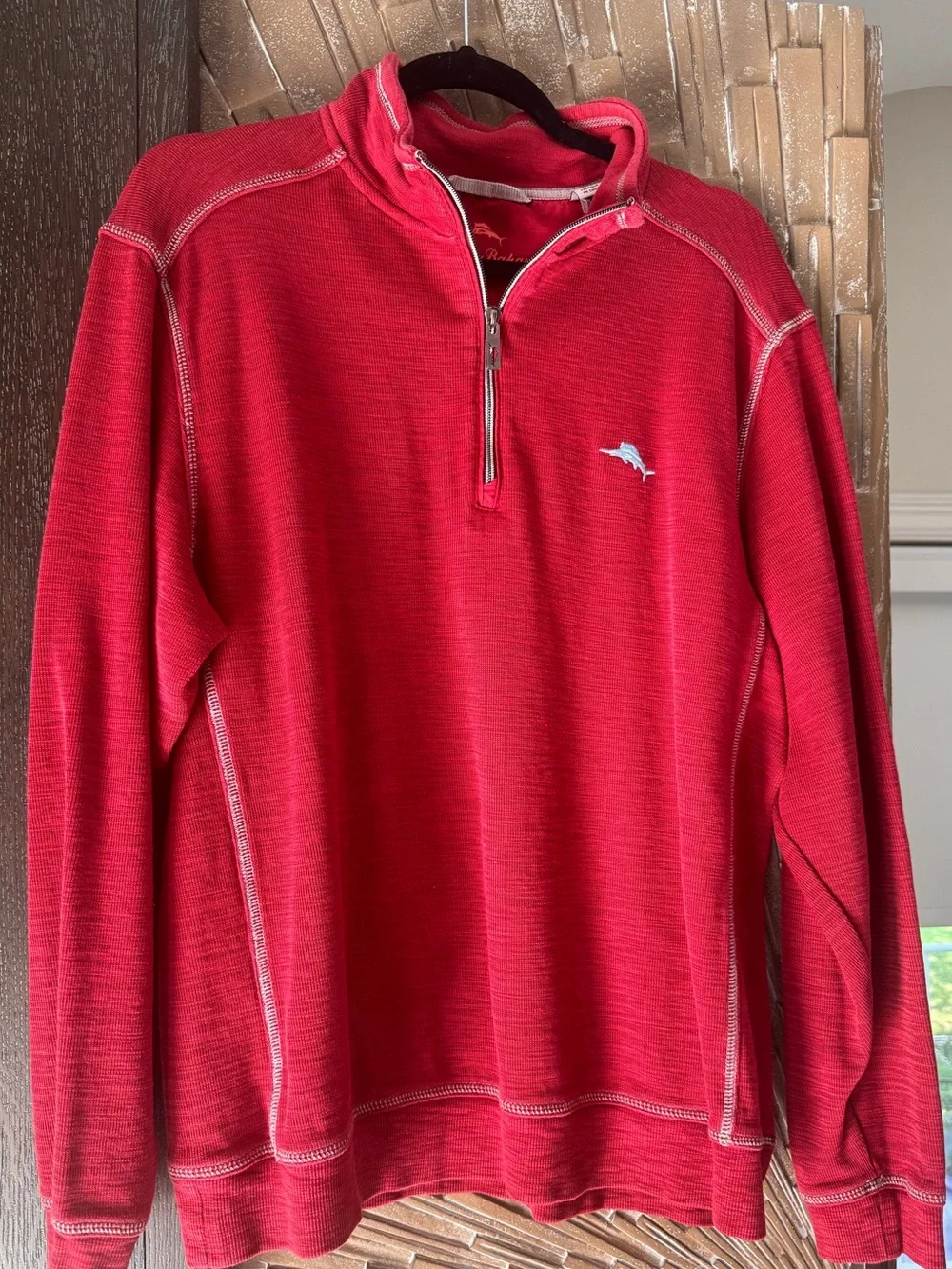 Tommy Bahama Red Quarter-Zip Pullover Sweater